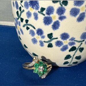 Emerald and diamond ring